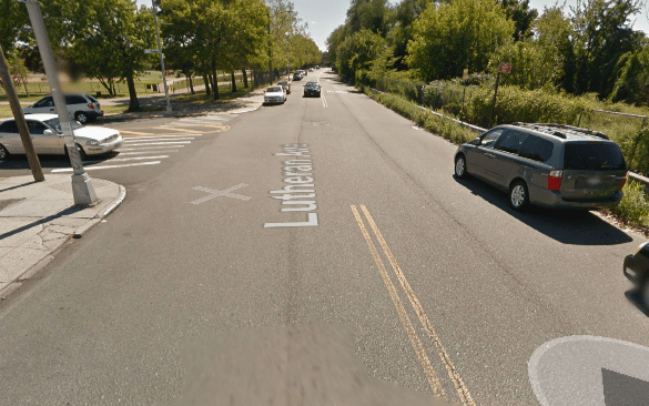 Lutheran Avenue, where a driver backing up to park injured a cyclist today. Image: Google Maps