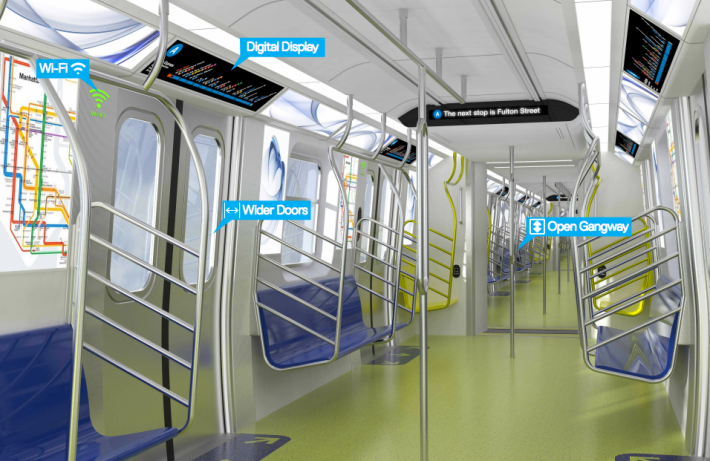 Governor Cuomo and the MTA announced today that up to 750 of over one thousand new subway cars will have "open gangway" designs. Image: MTA/NY Governor's Office