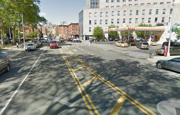 Morningside Avenue at 124th Street, where a driver fatally struck Barney Pinkney. Image: Google Maps
