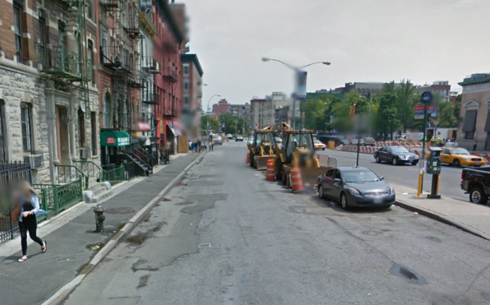 Before construction, the area was part of 1st Street. Pictured here in July 2012. Photo: Google Maps