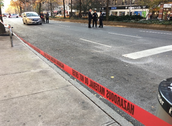 Broadway and W. 89th Street, where a motorist killed a cyclist this afternoon.