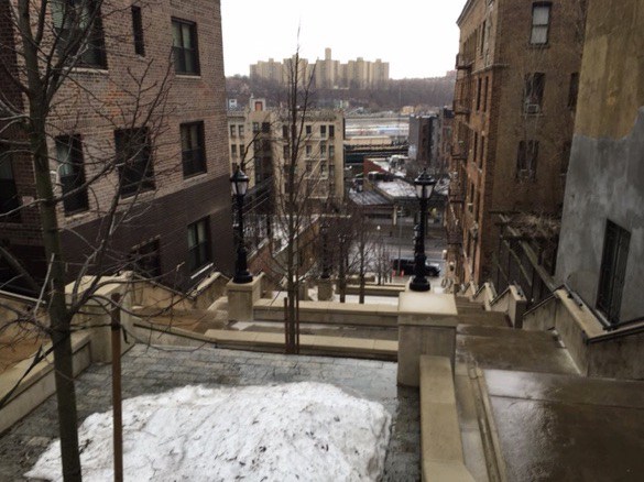 The view from the top of Inwood's recently renovated step-street. Photo: Brad Aaron