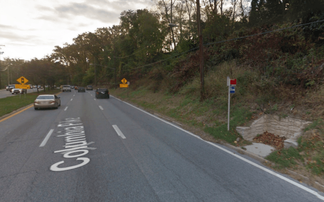 Bus stops in high-traffic environments like this roadside refuge in Silver Spring, Maryland -- the winner of Streetsblog's Sorriest Bus Stop competition -- make transit trips feel longer than they really are.