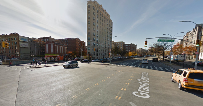 The multi-legged intersection of Tremont Avenue and Grand Concourse saw nearly twice as many injuries between 2009 and 2013 as any other intersection in the project area. Photo: Google Maps