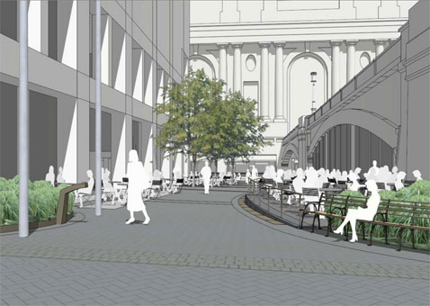 The proposed Pershing Square plaza.