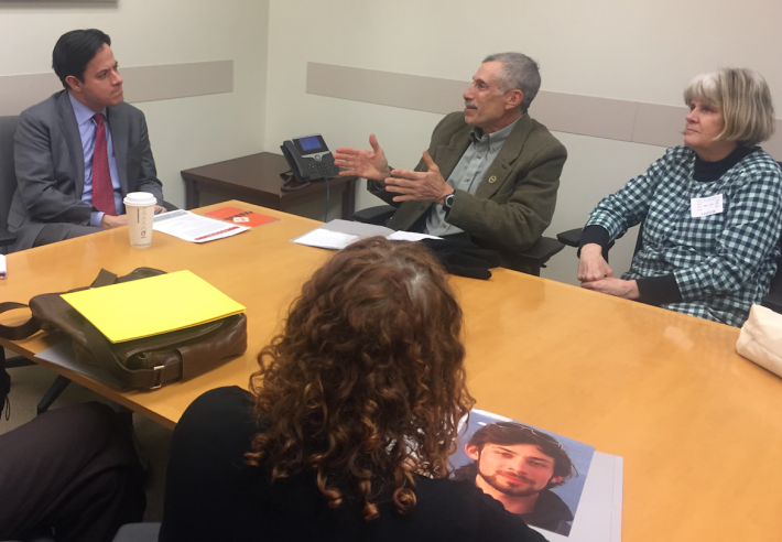Council Member Dan Garodnick meets with T.A. and Families for Safe Streets volunteers. Photo: David Meyer