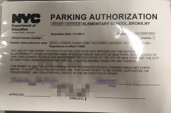 A newly-issued DOE parking placard. Image: Tipster