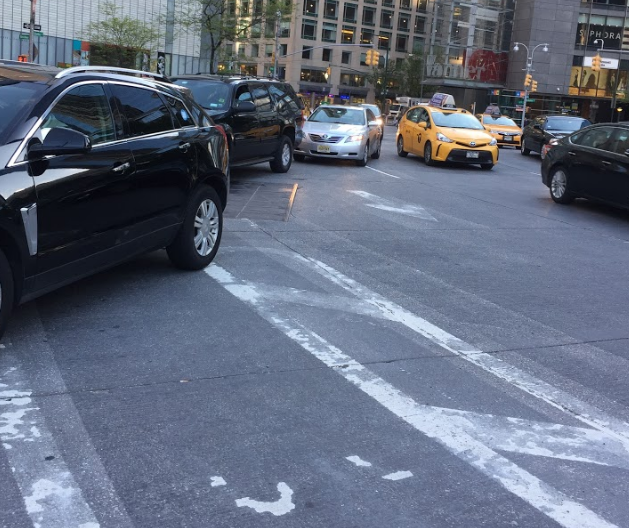 Columbus Circle's "bike lane" in action. Photo: Claire Brennan