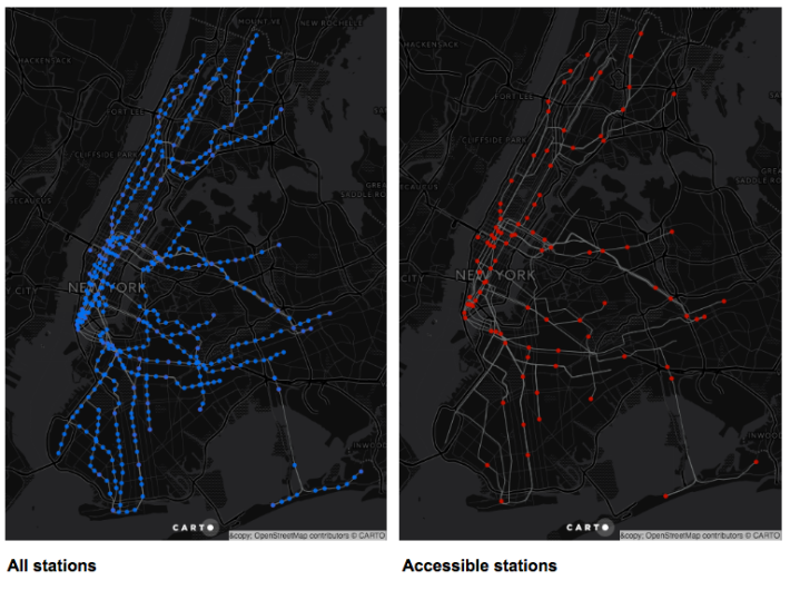 Just 23 percent of subway stations are accessible for stair-free riders. Image: TransitCenter
