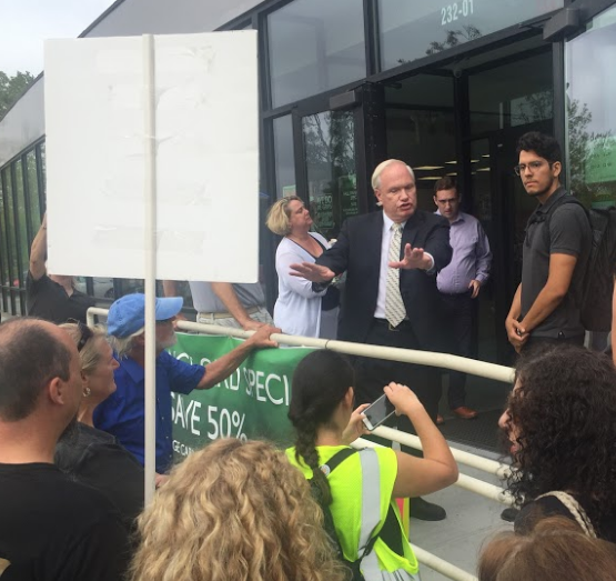 Avella initially tried to have the press conference inside the golf center, away from the public. Photo: David Meyer