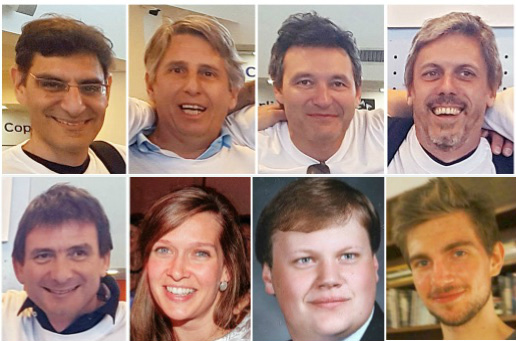 Greenway attack victims, clockwise from top left: Hernán Ferrucci, Alejandro Pagnucco, Ariel Erlij, Hernán Mendoza, Nicholas Cleves, Darren Drake, Anne Laurie Decadt, and Diego Angelini