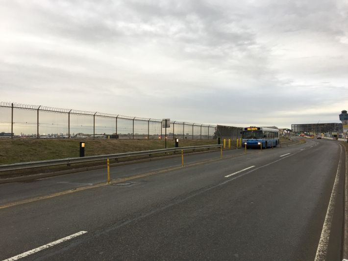 Runway Drive at LaGuardia Airport, where Steven Morales was killed biking on Monday. Photo: Aazam Otero