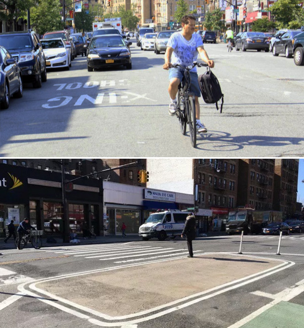 Dyckman before and after. Photos: DOT, Brad Aaron