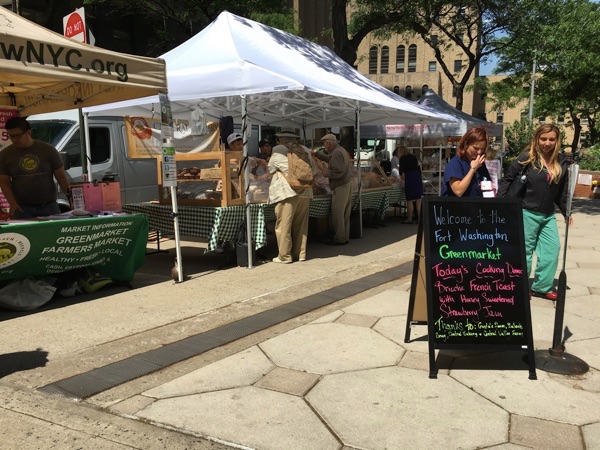 Right now, public amenities, like the Fort Washington Greenmarket, are crammed onto the sidewalk so people can park for free.