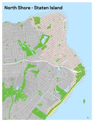 Rentable Lime and Jump bikes will be available in this area on Staten Island starting today. Map by DOT.