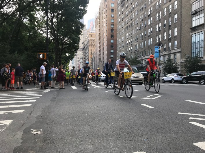 The event ended with cyclists taking over one lane of the uptown roadway to 110th Street.