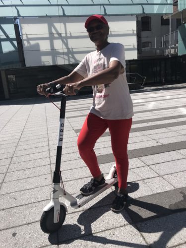 Brooklyn resident Beatrice Jackson once told Streetsblog that she'd be happy to ride an e-scooter...but only in a protected bike lane. File photo: Gersh Kuntzman