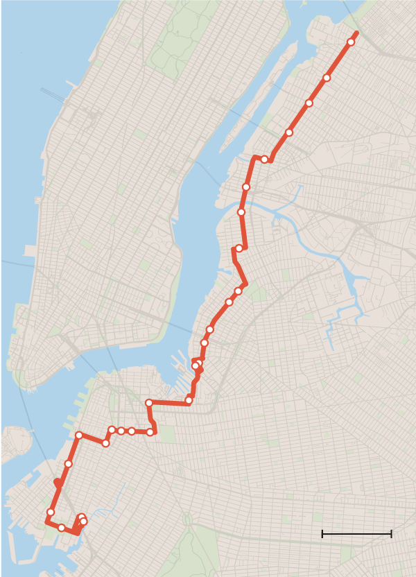 The proposed streetcar route. Image: New York Times