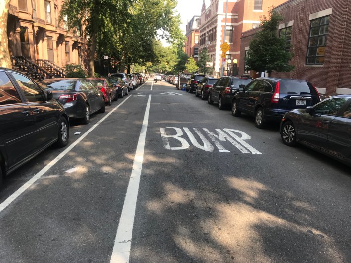 This is what bike lane and "BUMP" paint should look like. Photo: Gersh Kuntzman