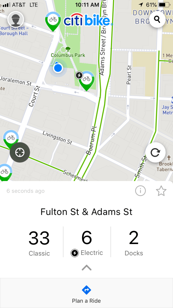 The Citi Bike app now shows locations of e-bikes.