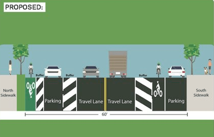 This was the brief proposal for undoing twin protected bike lanes on Dyckman Street. Photo: DOT
