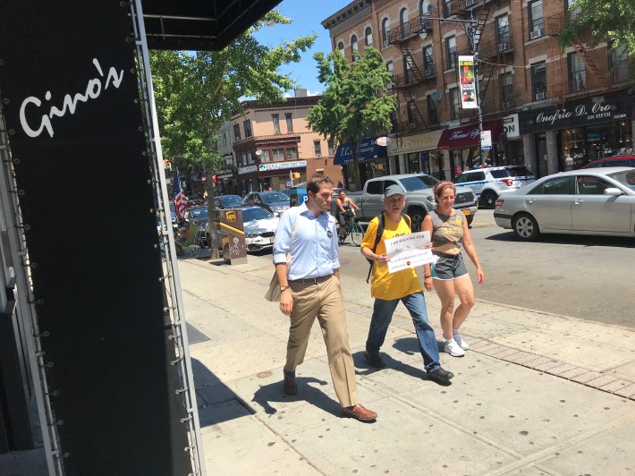 State Senate candidate Andrew Gounardes joined the marathon on the all-important Gino's leg.