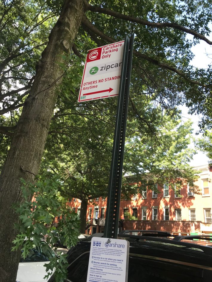 The new loading zones signs will resemble those set aside for car-share parking. Photo: Gersh Kuntzman