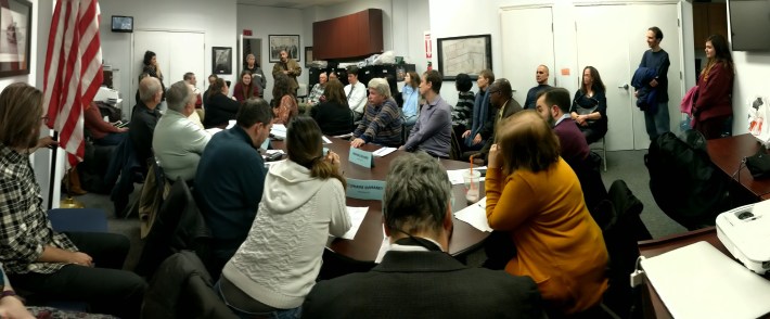 An overflow crowd attended last week's CB10 subcommittee meeting. Photo: Dan Hetteix