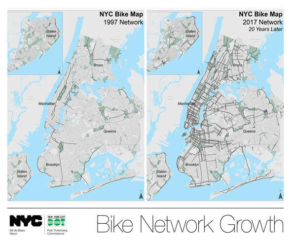 NYC bike map in 2018.