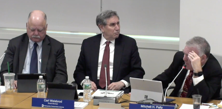 From left: MTA board members David Jones, Carl Weisbrod, and Mitch Pally.