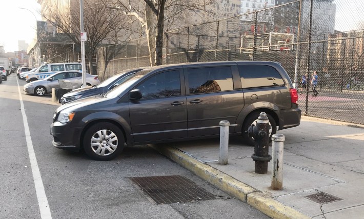 A placard-abusing cop in Brooklyn's 78th precinct parked his personal vehicle on the sidewalk.