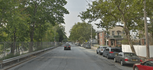 A protected bike lane on Seventh Avenue in Bay Ridge could eliminate speedway conditions on the wide roadway. Photo: Google
