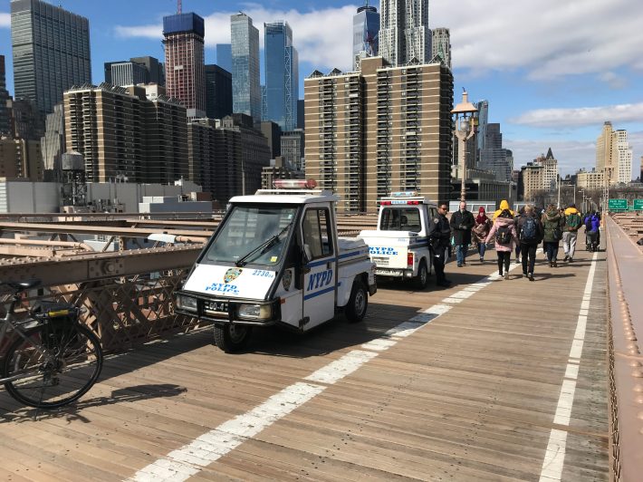Here's how NYPD vehicles were deployed before. Photo: Gersh Kuntzman