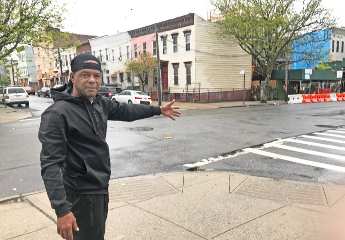 Gregory McClean at the intersection in Brooklyn where his brother, Charles, was killed by a postal service driver. Photo: Gersh Kuntzman