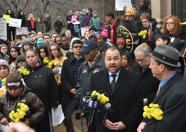 Council Speaker Corey Johnson rallied with Families for Safe Streets last year. Photo: John McCarten/NYC Council
