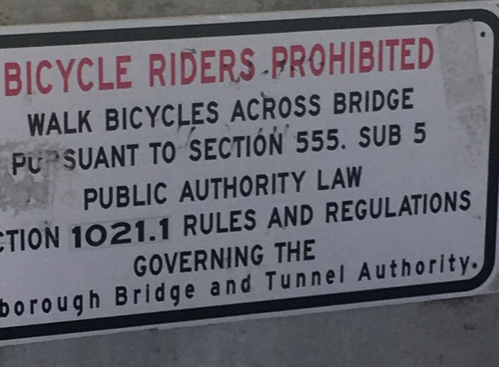 No cycling on the Triboro. It's the law! Photo: Steve Scofield