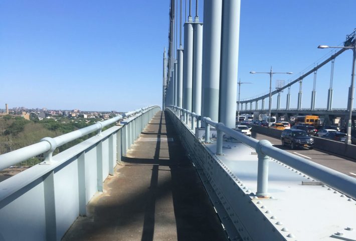 The shared path over the Triboro for cyclists and pedestrians measures about five feet across. Photo: Steve Scofield