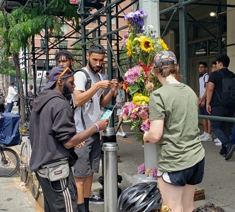 Cyclists at the scene of Robyn Hightman's death.