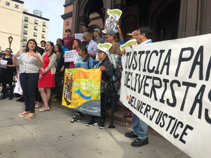 Delivery workers will have to wait until 2020 for justice, but it could come quickly if lawmakers get their way. Photo: Gersh Kuntzman