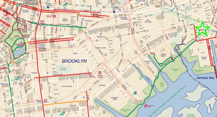 On the 2009 NYC DOT Bike Map, Brownsville and East New York have no bike lanes.