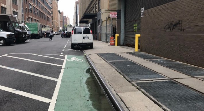 A truck on both the bike lane and sidewalk. Photo: Julianne Cuba