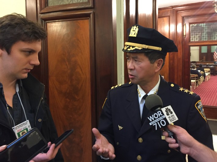 NYPD Transportation Bureau Chief Thomas Chan after his Council testimony on Oct. 24. Photo: Gersh Kuntzman