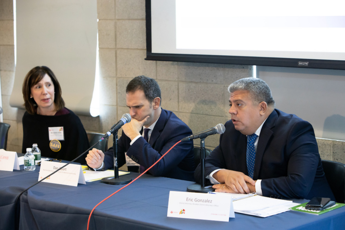 Brooklyn District Attorney Eric Gonzalez (right) at the recent Vision Zero Cities conference. Photo: Claudio Papapietro