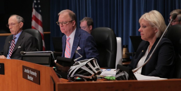 National Transportation Safety Board member Jennifer Homedy (foreground) with her fellow panelists on Tuesday. Photo: James Anderson/NTSB