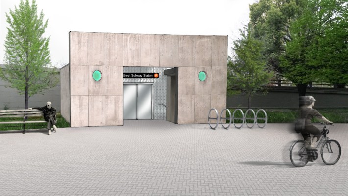 A rendering of a proposed new entrance for the York Street Station. Image: Delson or Sherman