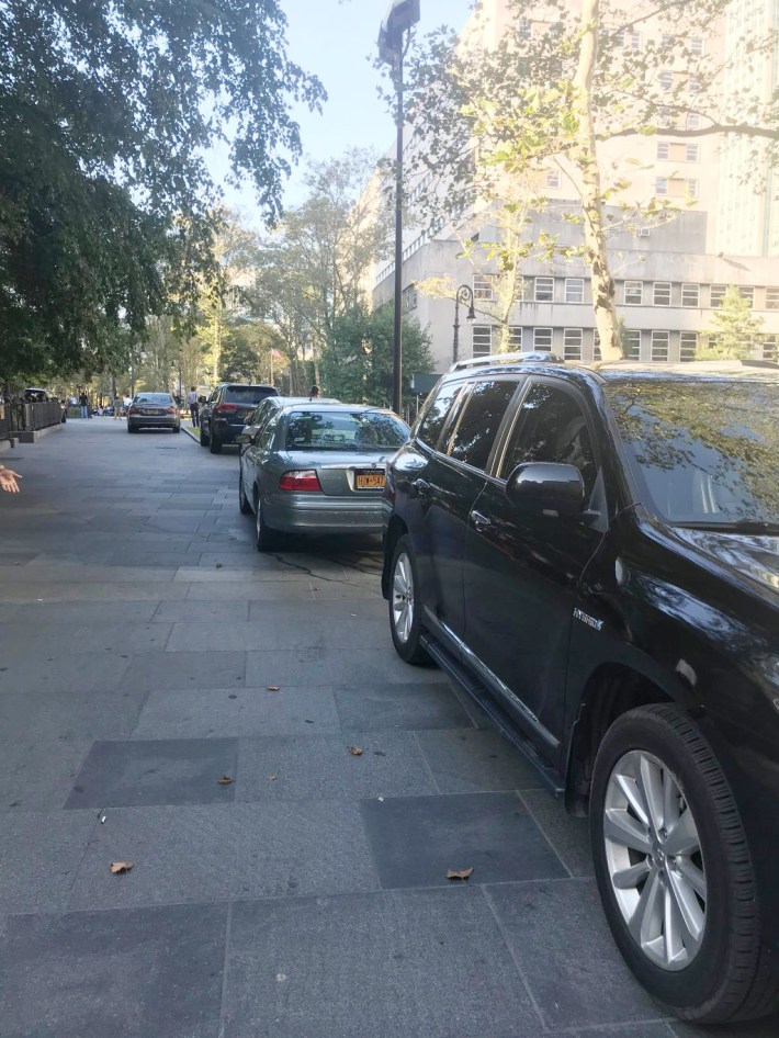 There are always Borough President cars parked on the sidewalk at Borough Hall in Brooklyn.