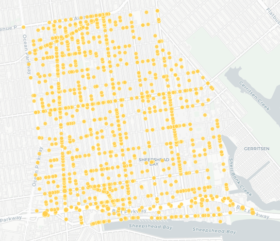 These are just the non-injury causing crashes in Sheepshead Bay this year. Photo: Crashmapper