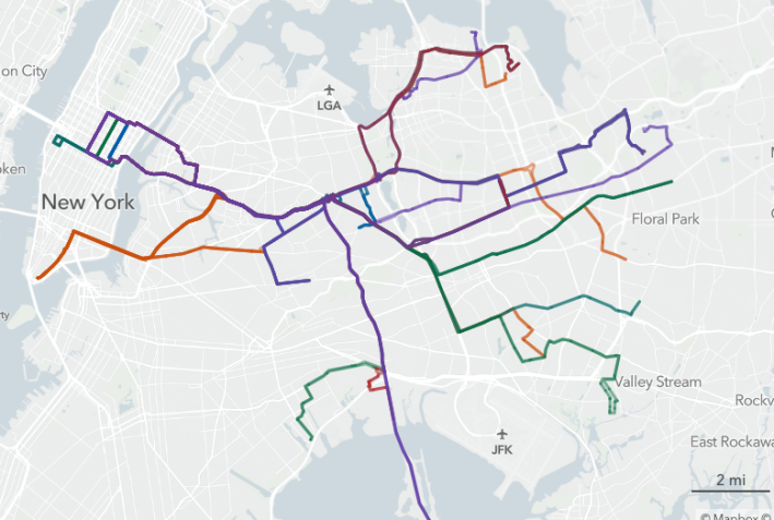 A map shows the MTA's proposed Queens express-bus network. Image: MTA