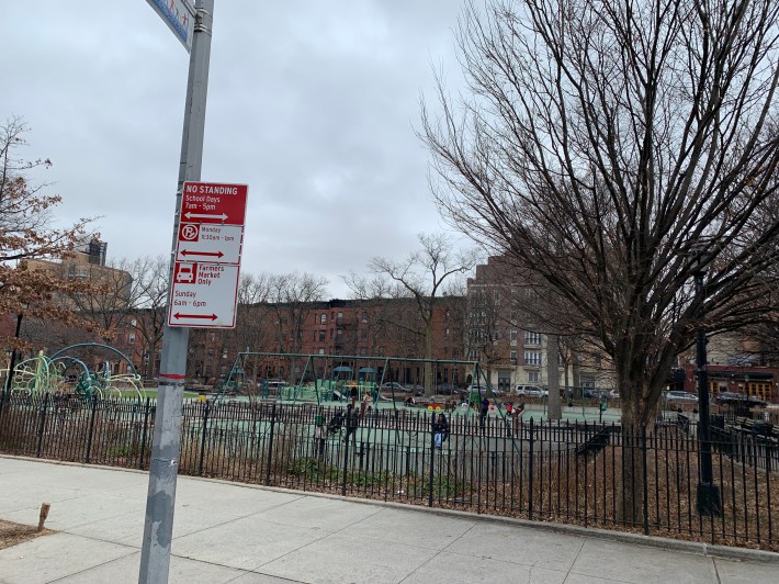 The sign clearly indicates that the city doesn't want cars on this block in Park Slope — which is next to a park. Photo: Gersh Kuntzman