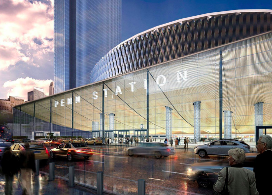 The governor proposes to put a new entrance to Penn Station at the current site of the Theater at Madison Square Garden. Rendering: Governor's Office